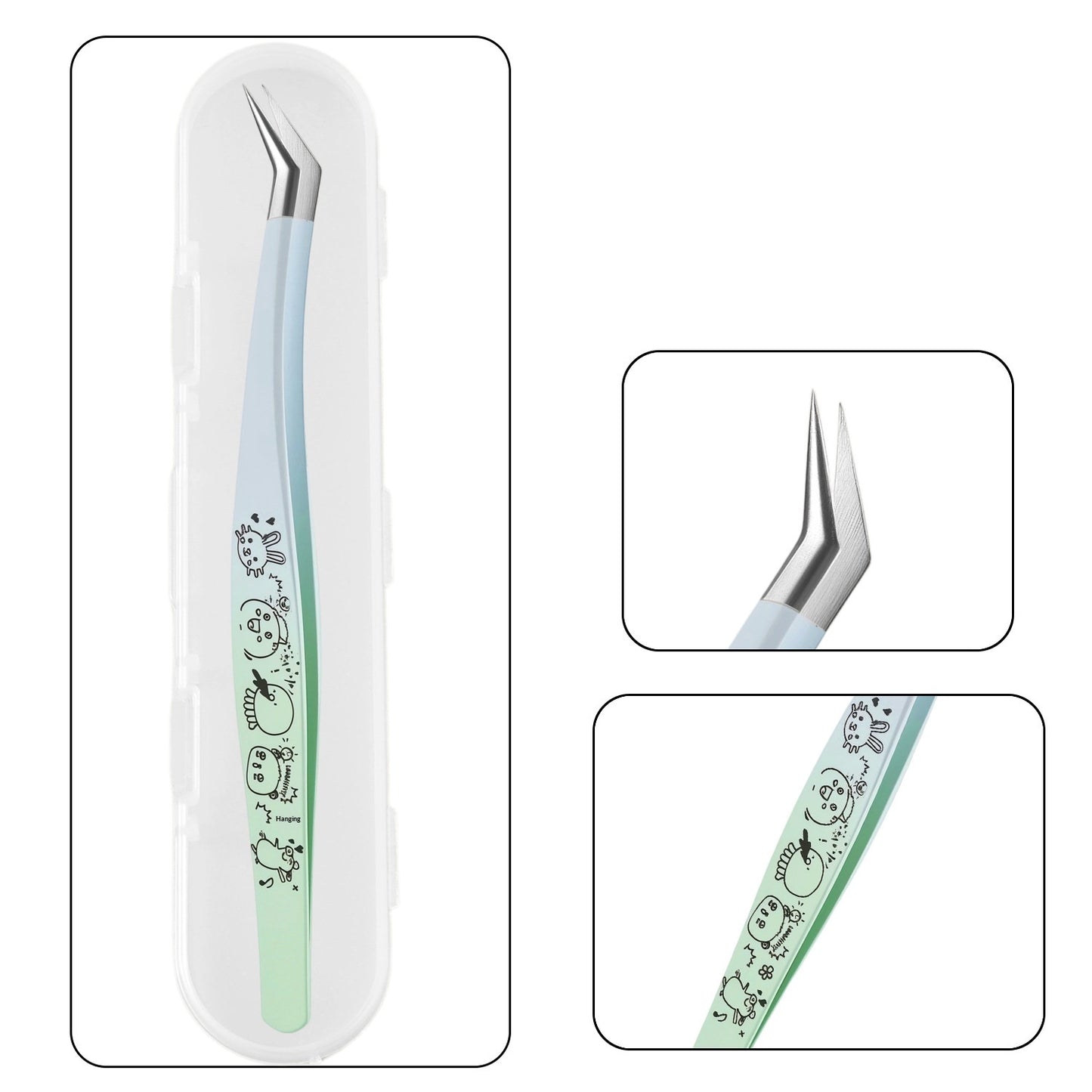 Scenic Sticker Curved Tweezers False Eyelashes