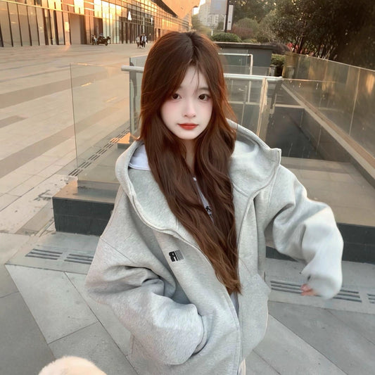Printed Hoodie Women's Loose Casual Couple Jacket
