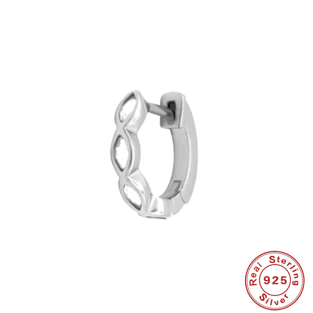 S925 Sterling Silver Diamond Horse Eye Ear Clip Earrings