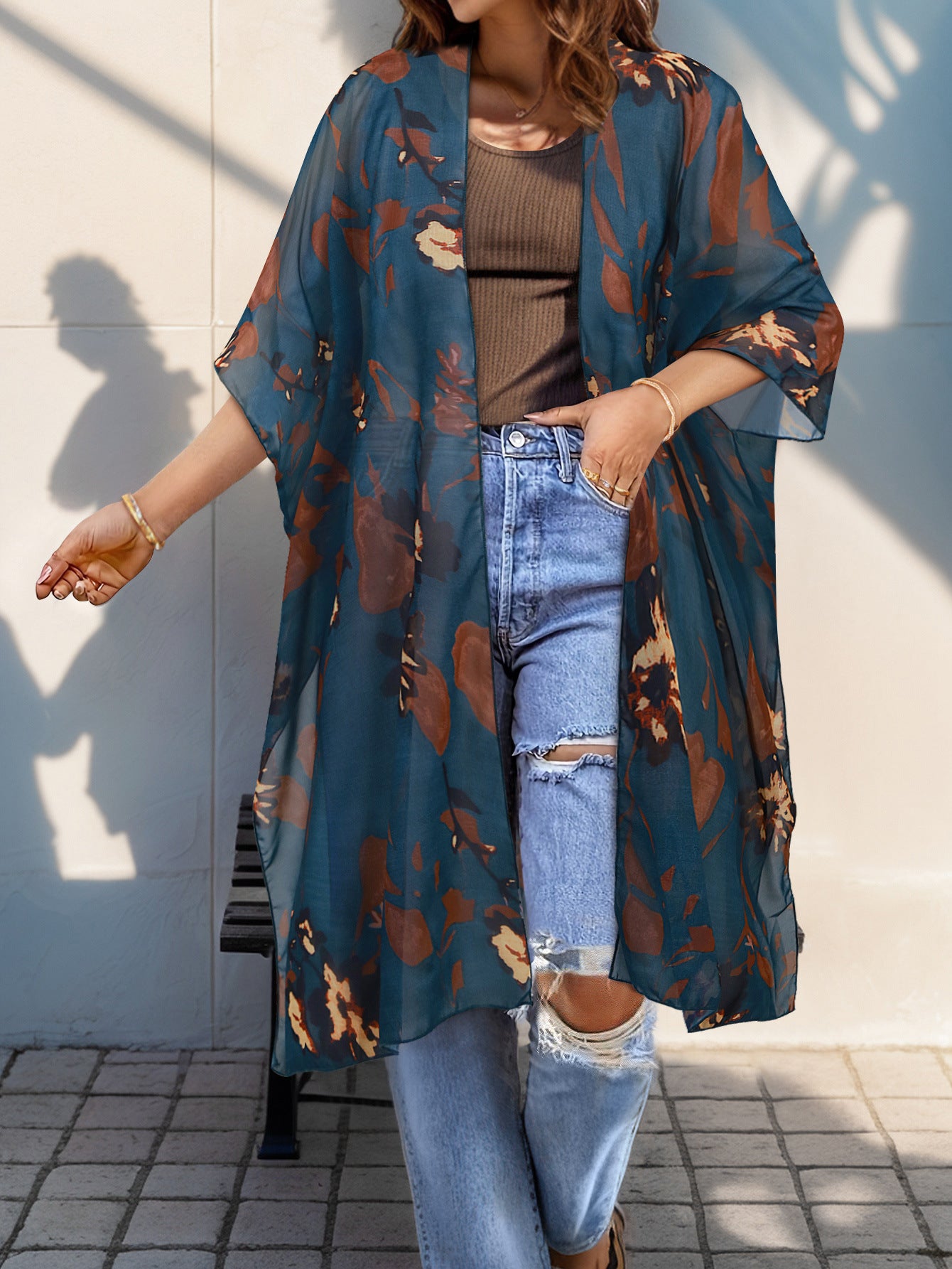 Women's Aztec-print Batwing Cardigan Cloak