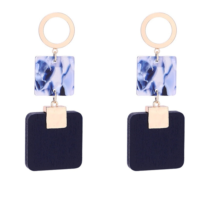 Leopard Earrings Square Wood Earrings