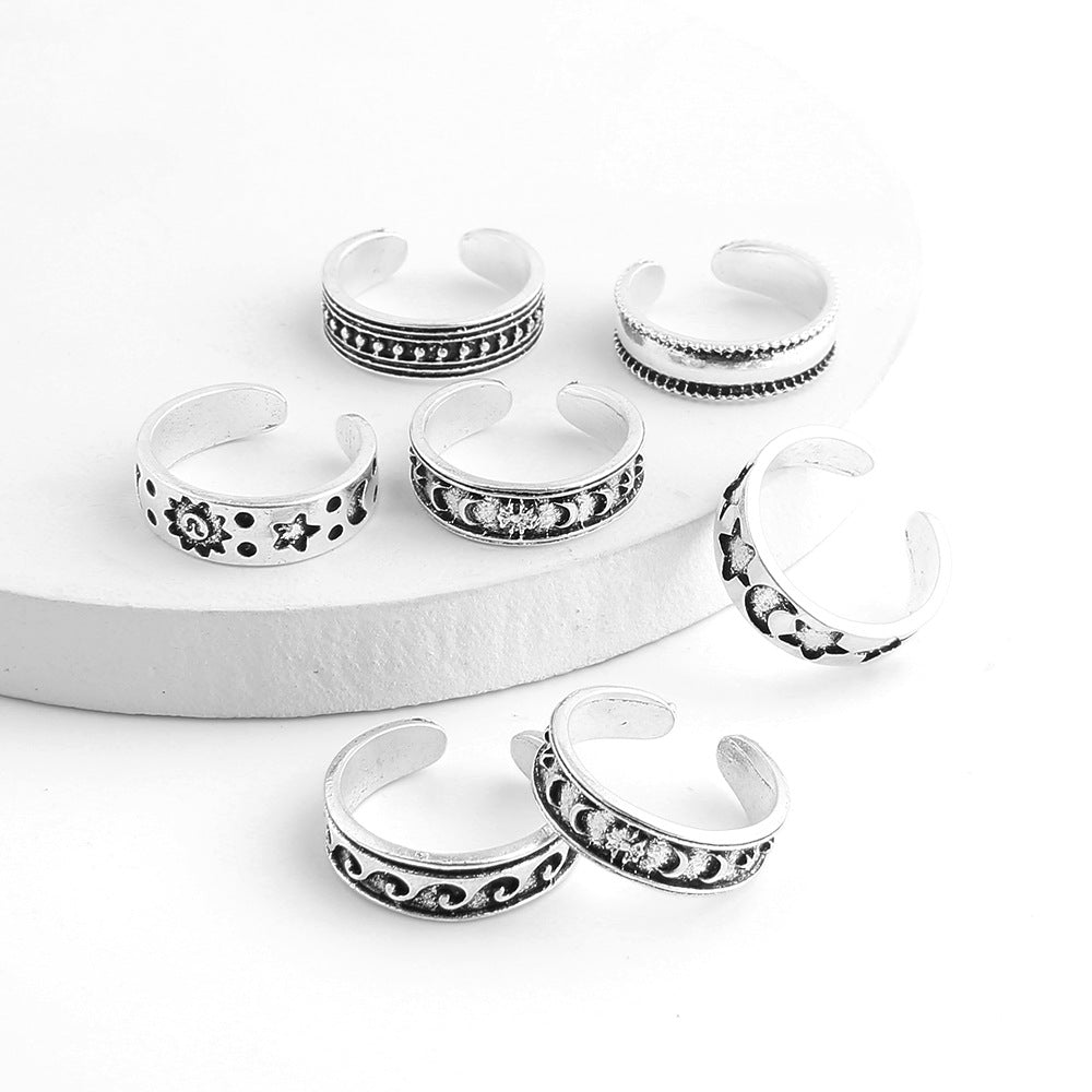 Summer Beach Alloy 7-piece Opening Toe Ring Finger Stall