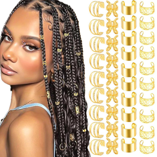 40 Pieces Ear Clip Dirty Braid Hair Ring