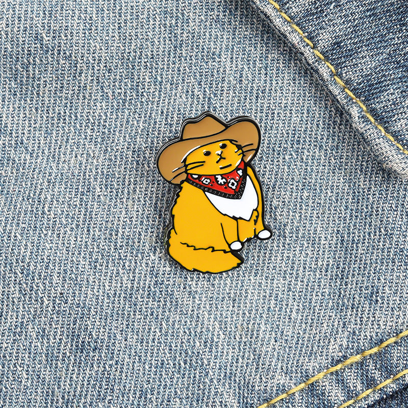 Western Cowboy Cat Shaped Alloy Brooch Alloy Brooch