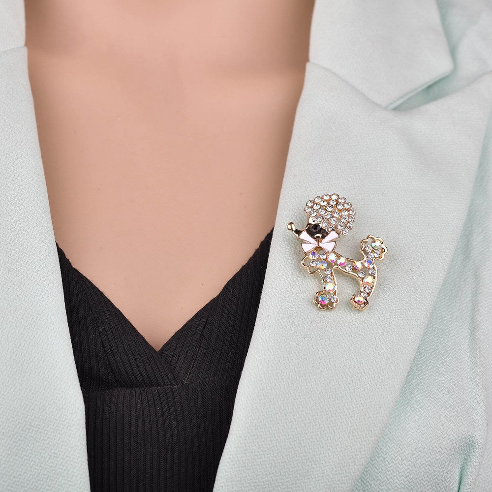 Diamond-encrusted soldier dog brooch pin