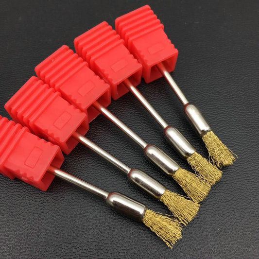 Manicure Golden Nail Drill Bit Cleaning Brush