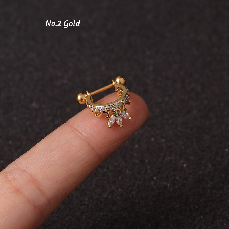 Stainless Steel Screw Earrings Micro-inlaid Ear Clip Zircon