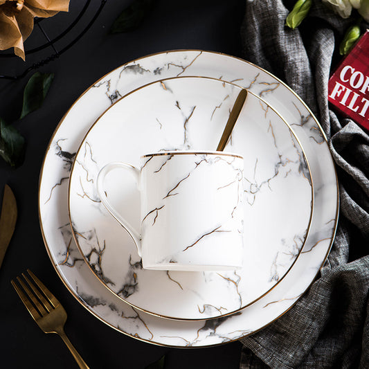 Marbled Plate Ceramic Creative Plate Western Dinner Plate