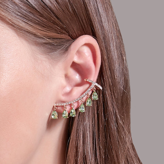 Crystal Ear Clip Drop Tassel Earrings Integrated Earrings