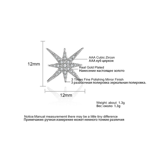 New Style Eight-Pointed Star Zircon Earrings Earrings Earrings Without Removing Earrings For Sleeping