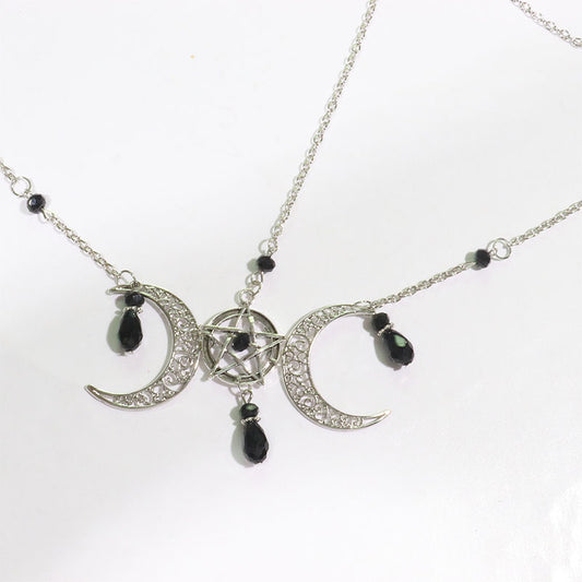 Posey Pentagram Head Chain Moon Natural Stone Hair Chain