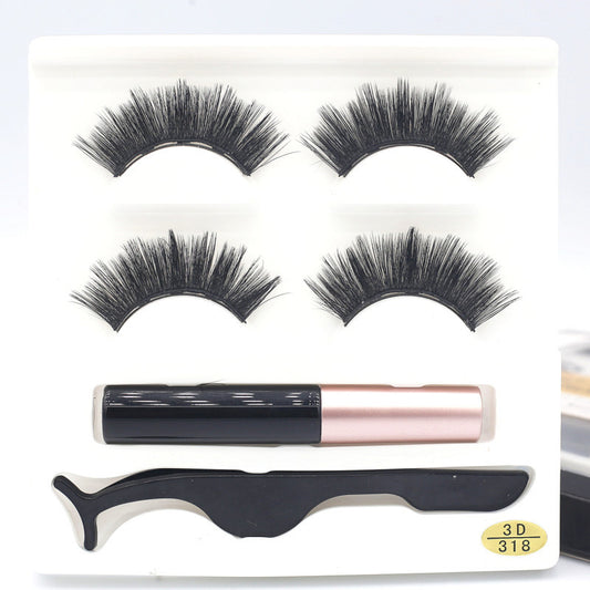 European And American Foreign Trade Manufacturers Two Pairs of Thick Magnetic Eyeliner Set 3D Magnet False Eyelashes Direct Supply