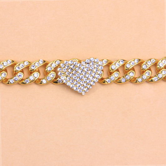 Diamond Heart Shaped Cuban Anklet Fashion Trend New Anklet