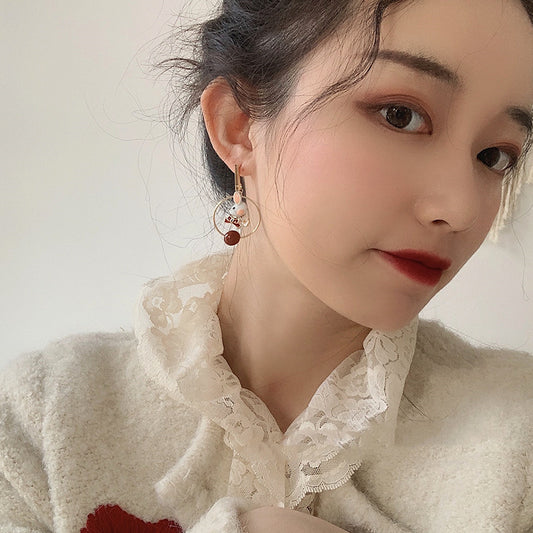 Original Korean Girl Asymmetric Bow Temperament Earrings Ear Clip