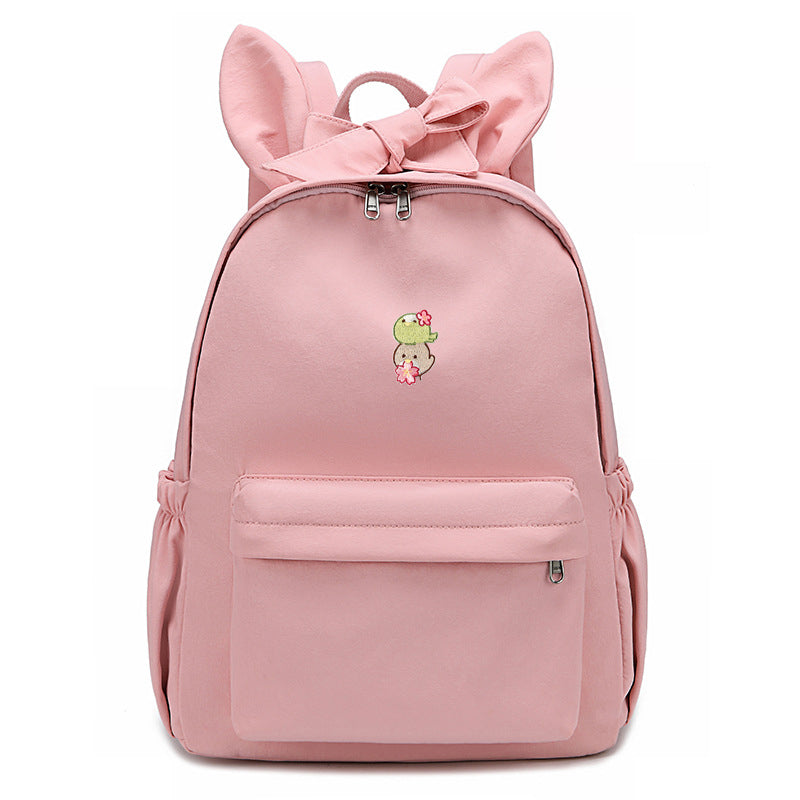 Japanese Shiba Lnu Backpack Girl Bow Cute Cute Cherry Blossom Embroidery Student School Bag