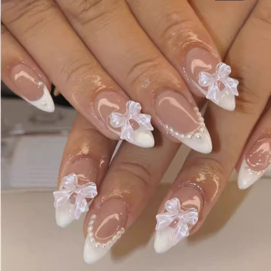 Acrylic Fake Nails Artificial Rhinestone Paste Gloss Short