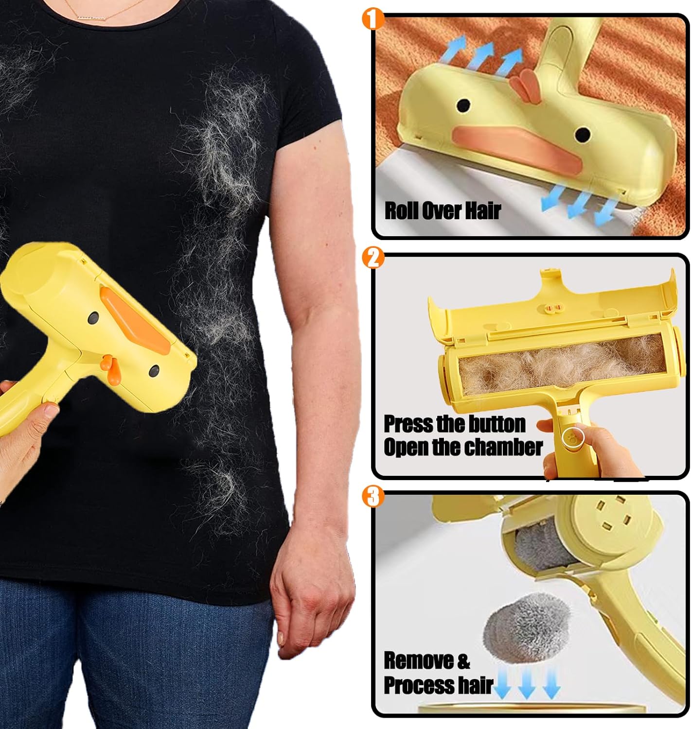 Pet Hair Remover Reusable Cat And Dog Hair Remover For Furniture Sofa Or Bedding Portable Multi-surface Lint Roller And Fur Removal Tool Animal Two-way Hair Remover