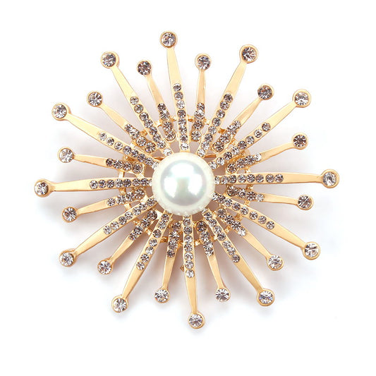 Rhinestone Pearl Brooch Pin