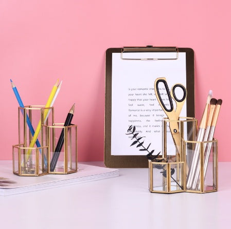 Hexagonal Composite Makeup Brush Holder