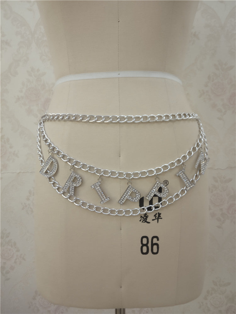 Waist with multi-layer letters waist chain