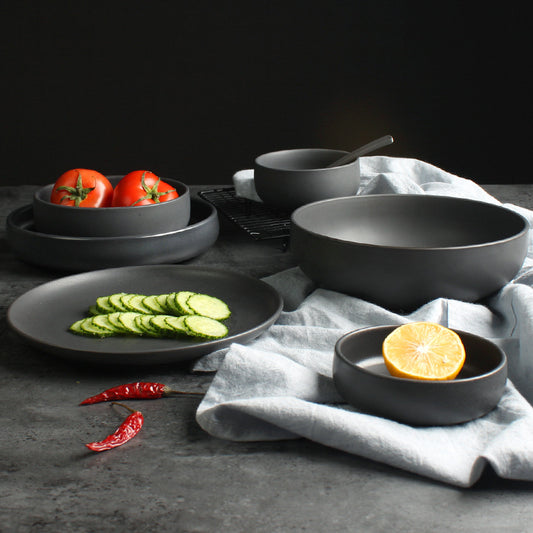 Nordic Ceramic Rice Bowl Steak Plate Deep Household Tableware Dish Set