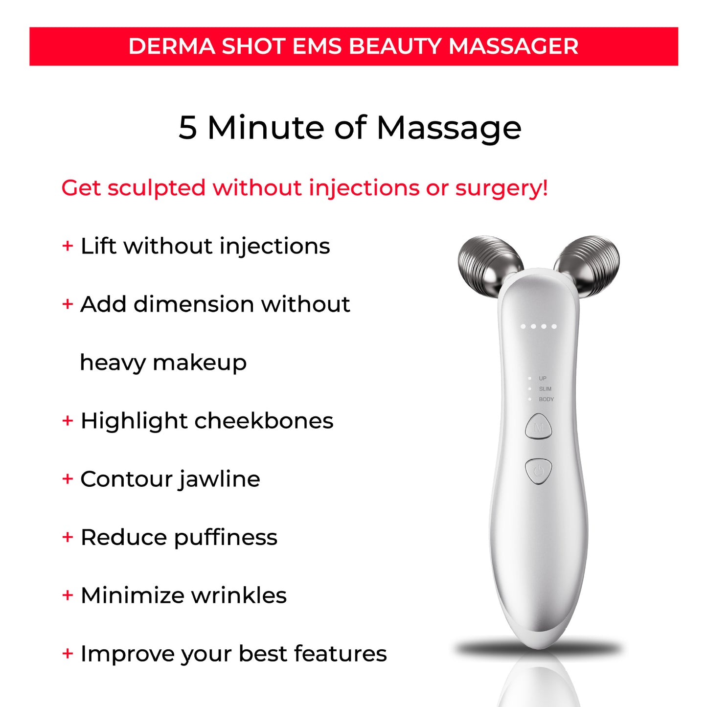 Micro-current Roller Face Slimming Massager 2-wheel Shaping Skin Tightening Beauty V Face