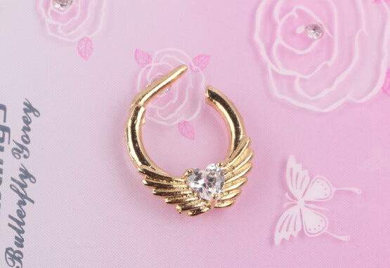 Heart-shaped Wings Crystal Fake Nose Ring Foreign Trade Fake Nose Nails