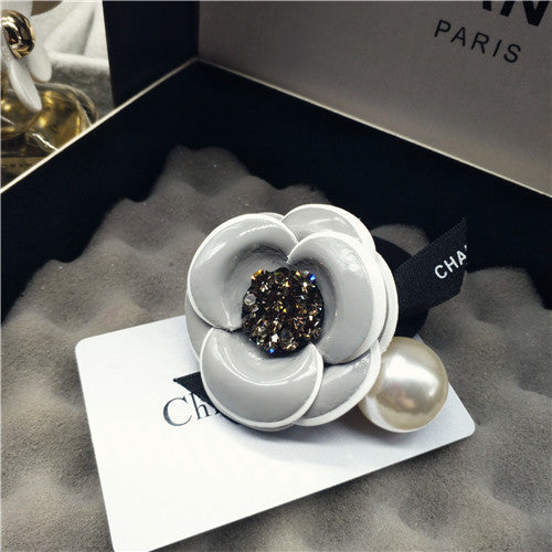 Camellia rhinestone pearl hair ornament