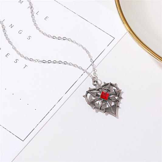 Necklace Personality Gothic Ruby Heart Necklace
