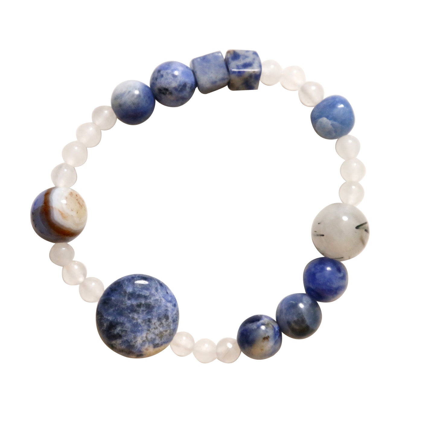 Natural Blue Point Stone Black Hair Crystal Agate Bracelet