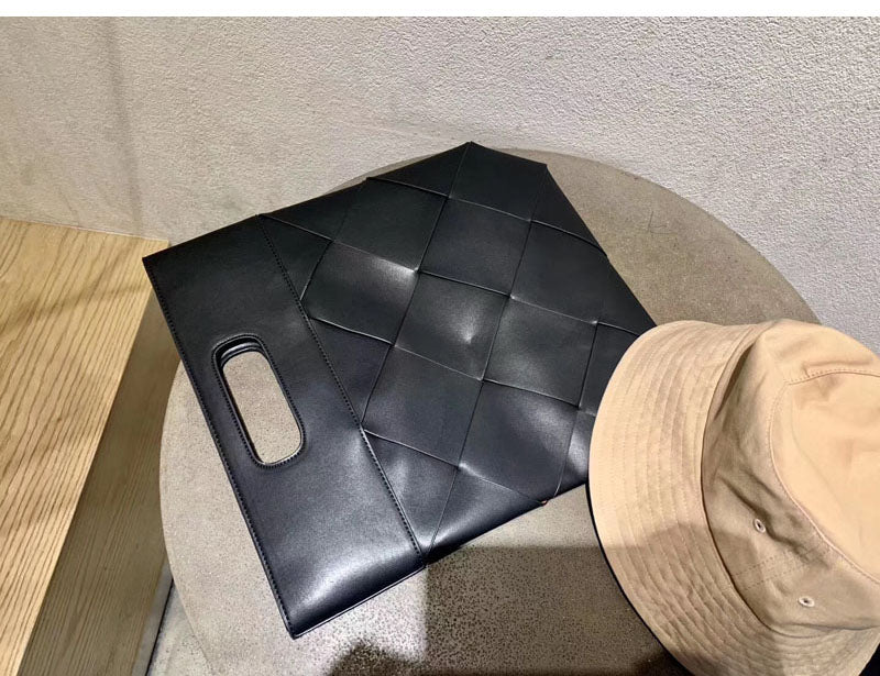 Embossed woven handbag folding clutch