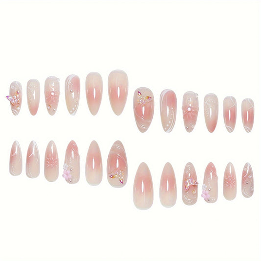 Wear Armor Sweet Cool Almond Length Fake Nails