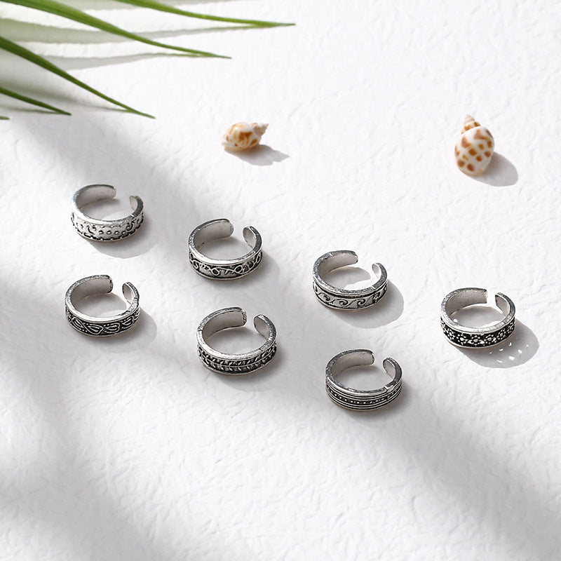Retro Hollow-out Petals Opening Adjustable Toe Ring Women