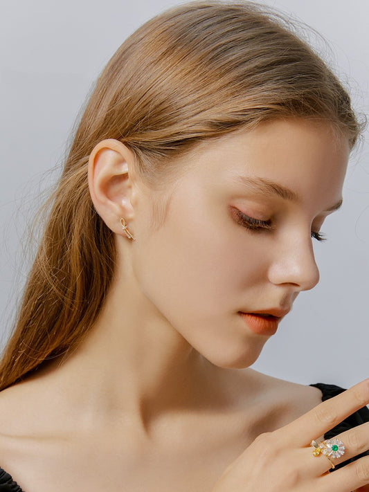 Asymmetric ear bone clip earrings