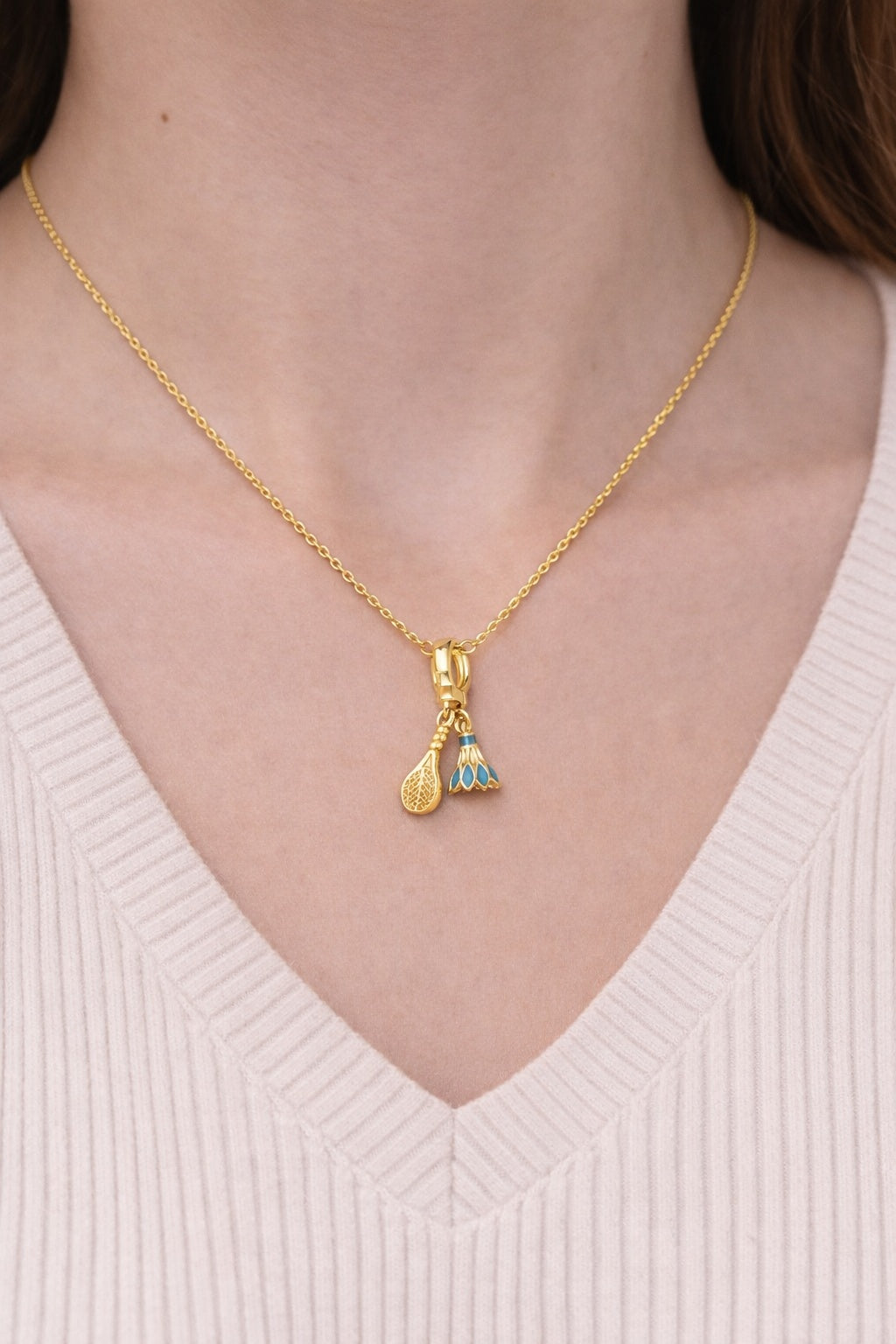 Stainless Steel Tennis Charm Necklace For Women