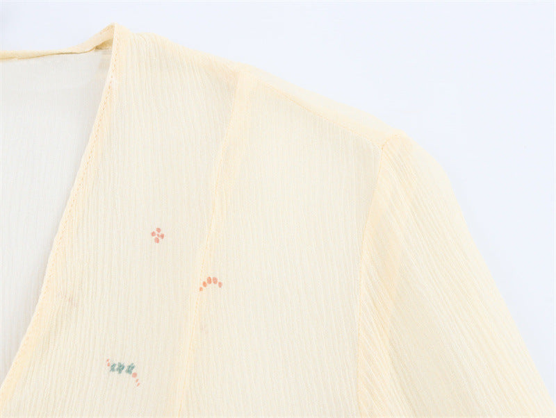 Spring And Summer Ethnic Style Floral Printed Silk Printed Shirt