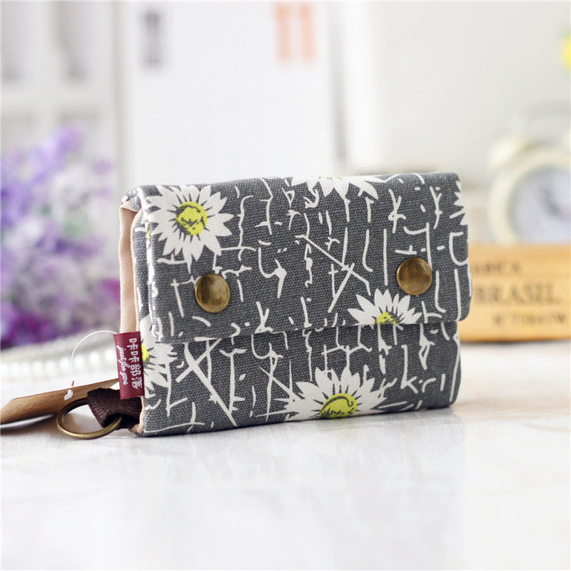 Creative Tri-fold Denim Canvas Wallet Simple Men And Women Can Use Card Holder