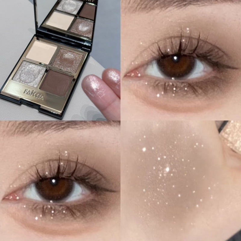Four Colors Eye Shadow Powder Brown Earth Color Smoky Makeup Matte