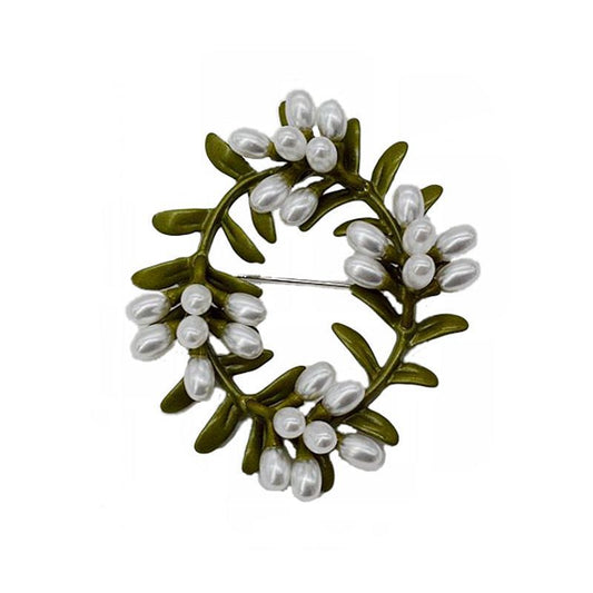 Women's Pearl Green Vintage Pin Brooch