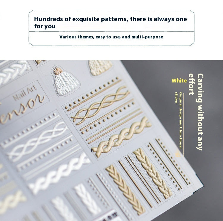 Frosted Transparent Embossed Sweater Pattern Nail Sticker