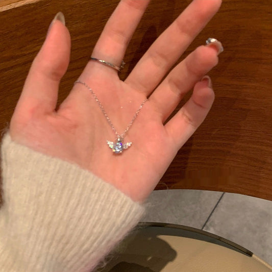 Simple Angel Crown Pendant Necklace For Women