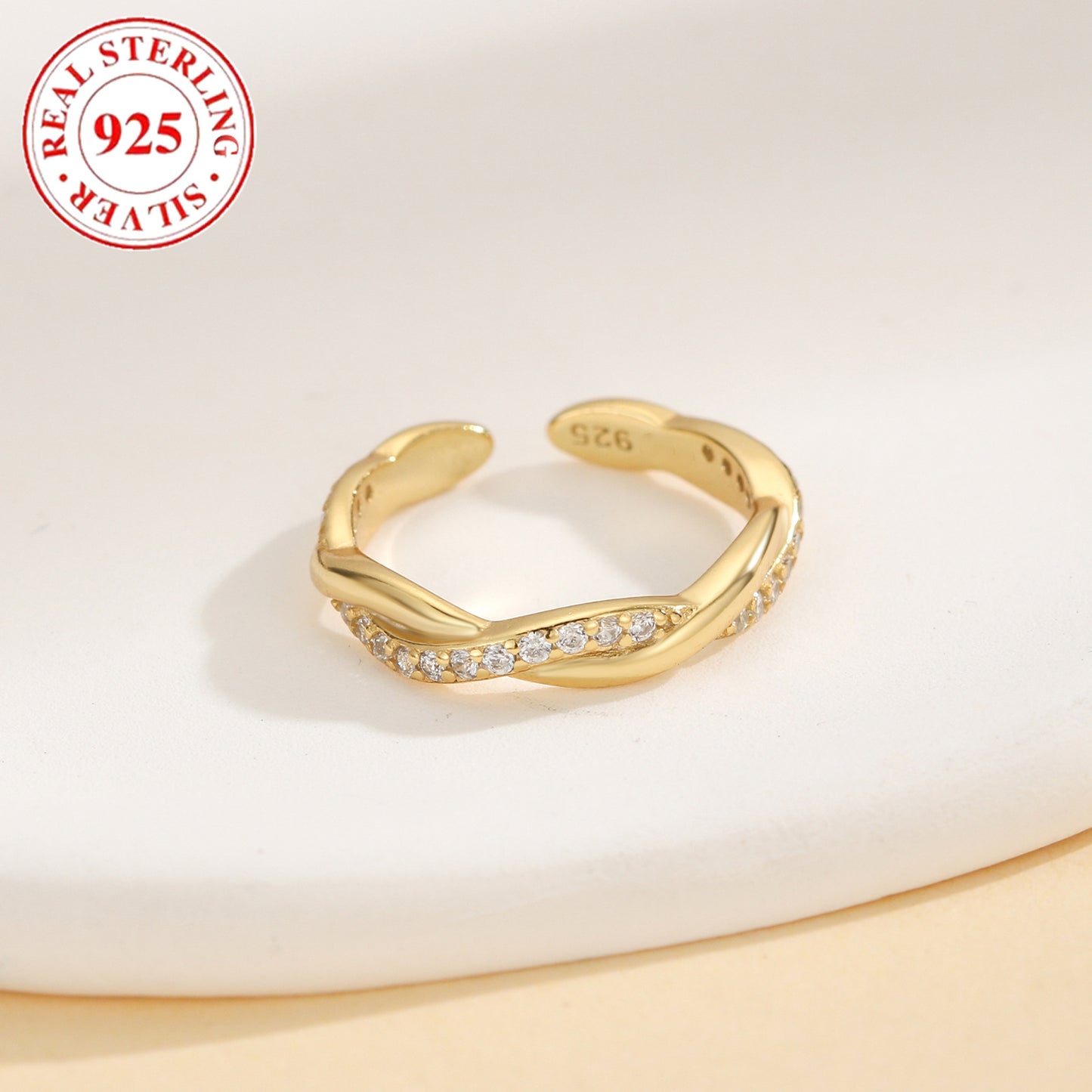 Fashion And Fully-jewelled Wave Cross Women's Open Toe Ring