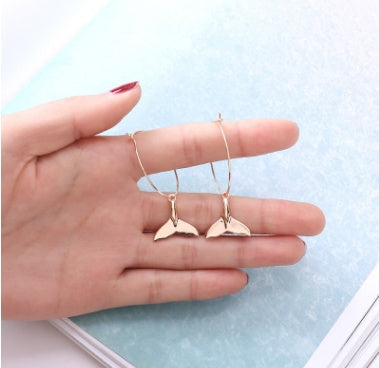 Korean Dolphin Tail Fishtail Earrings Female Temperament Personality Simple Retro Tide Earrings Earrings Earrings Earrings Jewelry