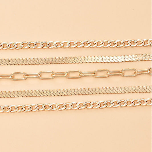Europe And America Cross Border New Anklet Women's Fashion Multi-layer Metal Chain Anklet Set Combination Anklet