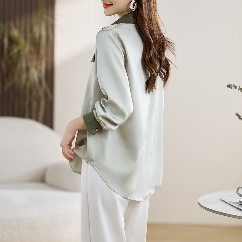 Spliced Top Cardigan Shirt Blouse