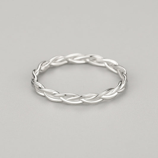 S925 Sterling Silver Exquisite Curved Cross Braid Ring