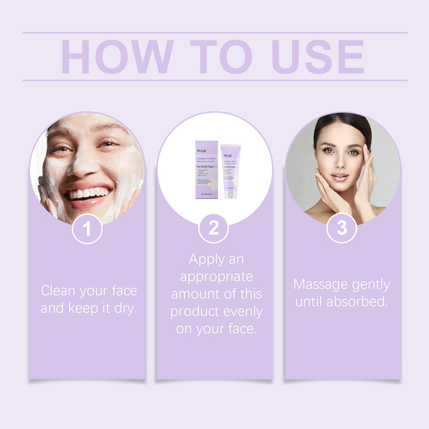 Hoygi Collagen Peptide Light Wrinkle Repair Cream Hydrates, Lightens Wrinkles, Nourishes Skin, Brightens Complexion