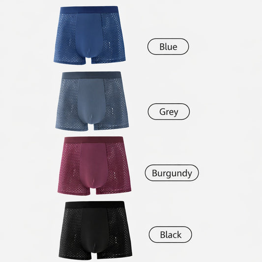 Men S Ice Silk Mesh Boxer Briefs Breathable Ventilated Micro Mesh Underwear Lightweight Cooling Summer Trunks For Men