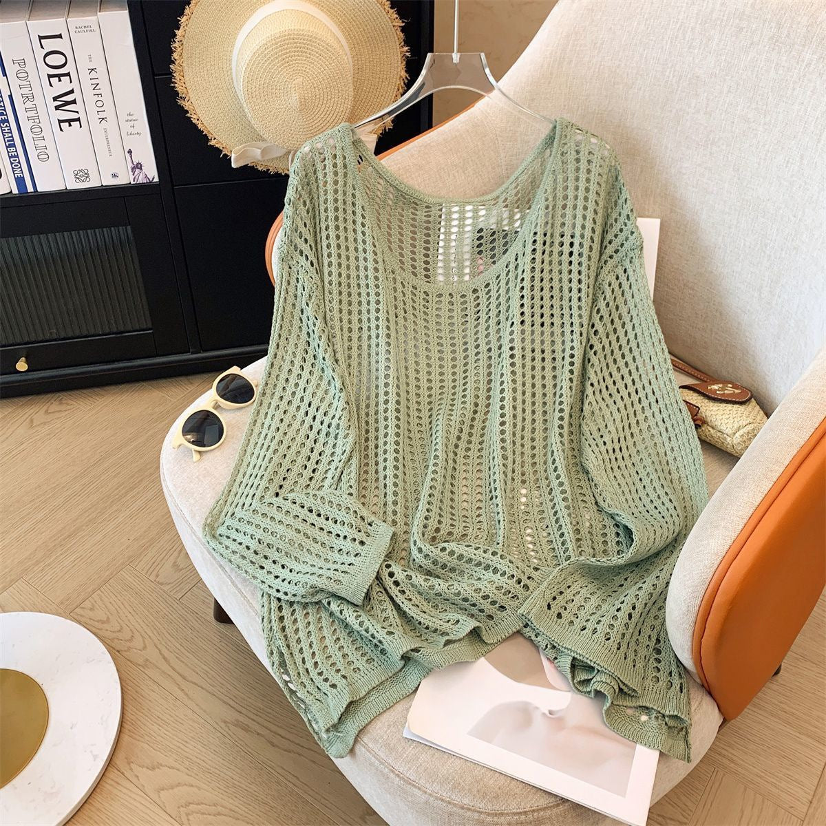 Flab Hiding Sun Protective Blouse Round Neck Design Long Sleeve Top