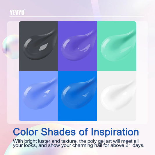 6 PCS Polygel Nail Kit With UV Nail Lamp, Slip Solution, Top Base Coat, Builder Nails Art Tools For Beginners